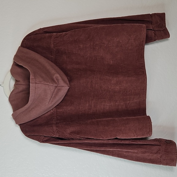 American Eagle Women’s Corduroy Bomber Hoodie Jacket Rust Brown Size M - Picture 8 of 12
